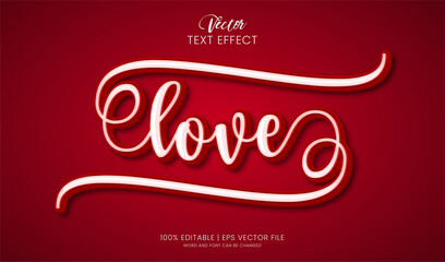 Fototapeta na wymiar Love text, script style editable text effect