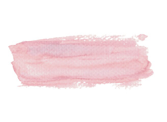 Abstract sweet pink watercolor brush stroke on white background.
