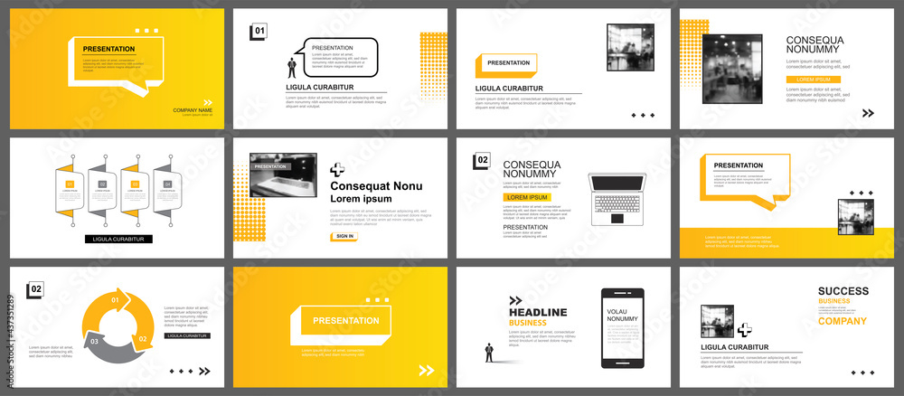 Poster presentation and slide layout template. yellow geometric modern design background. use for business 