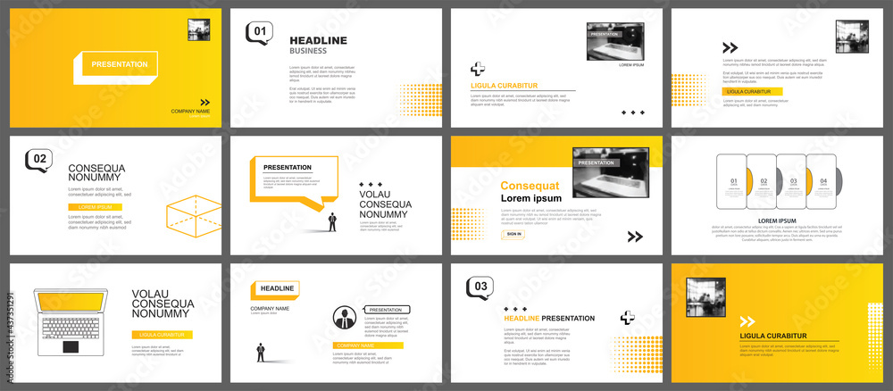 Aufkleber presentation and slide layout template. yellow geometric modern design background. use for business 
