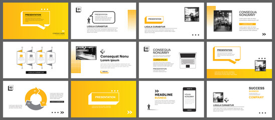 Presentation and slide layout template. Yellow geometric modern design background. Use for business annual report, flyer, marketing, leaflet, advertising, brochure, modern style. - obrazy, fototapety, plakaty