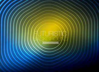 Obraz premium Neon color square shape lines abstract background. Shiny magic energy and motion concept, vector abstract wallpaper background