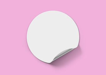 White sticky label on pink background, Sticker