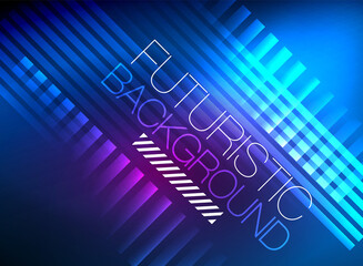 Bright neon color techno abstract background, shiny glowing neon lines in the dark background