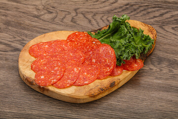 Italian spycy pepperoni sausage slices