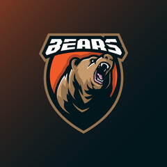 Bear mascot logo design vector with modern illustration concept style for badge, emblem and t shirt printing. Bear illustration for sport team.