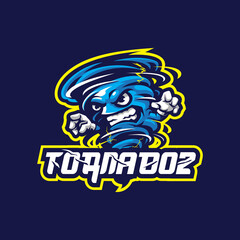 Tornado mascot logo design vector with modern illustration concept style for badge, emblem and t shirt printing. Angry tornado illustration for sport team.
