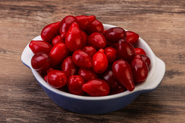 Sweet and ripe cornel berries