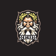 Zeus mascot logo design vector with modern illustration concept style for badge, emblem and t shirt printing. Zeus head illustration.