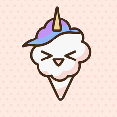 Cotton candy emoji vector character.