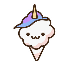 Cotton candy emoji vector character.