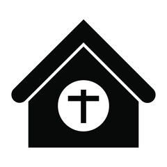 black and white flat style church icon