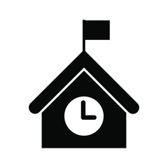 black and white flat style school icon