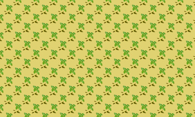 Seamless pattern from green sprouts of a plant on a yellow background.