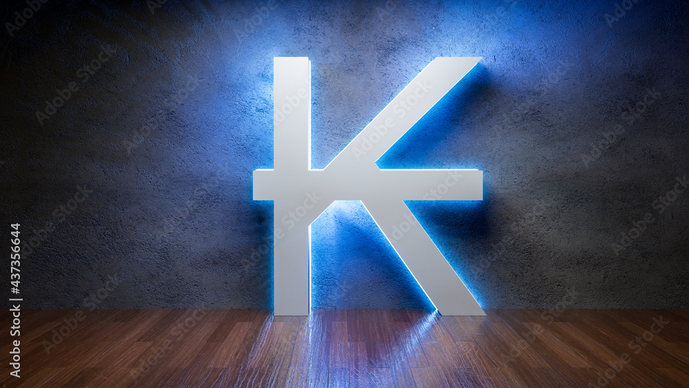Aufkleber symbol of lao kip glowing in empty concrete room as currency signï¼œ3d rendering