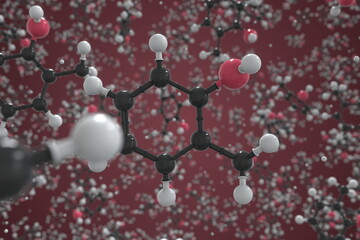 Molecule of cresol, ball-and-stick molecular model. Scientific 3d rendering