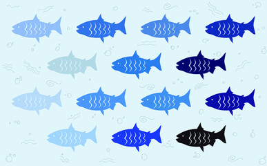 Vector Of The Colorful Fishes Clipart 