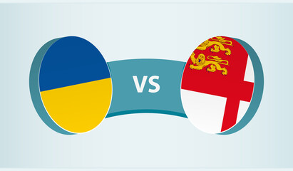 Ukraine versus Sark, team sports competition concept.