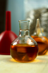 Sunflower oil in bottle, focus on bottle	