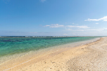 Fototapeta na wymiar 鹿児島県の徳之島の伊仙町の喜念浜