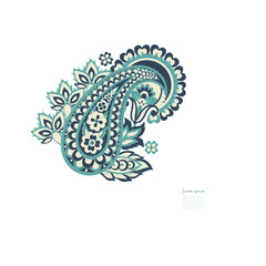 Paisley vector isolated pattern. Vintage floral illustration in batik style