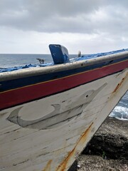 Boat with dolphin painting on the Azores