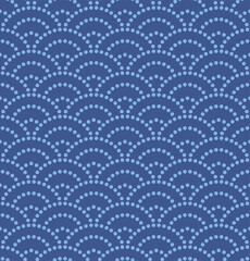 Japanese Circle Wave Dot Line Vector Seamless Pattern