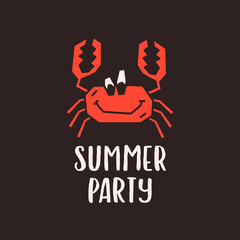 Summer party vector emblem template on black background
