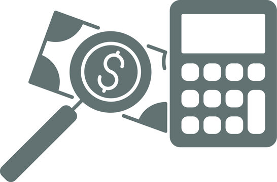 Money search vector image. Calculator icon. Anti Money Laundering