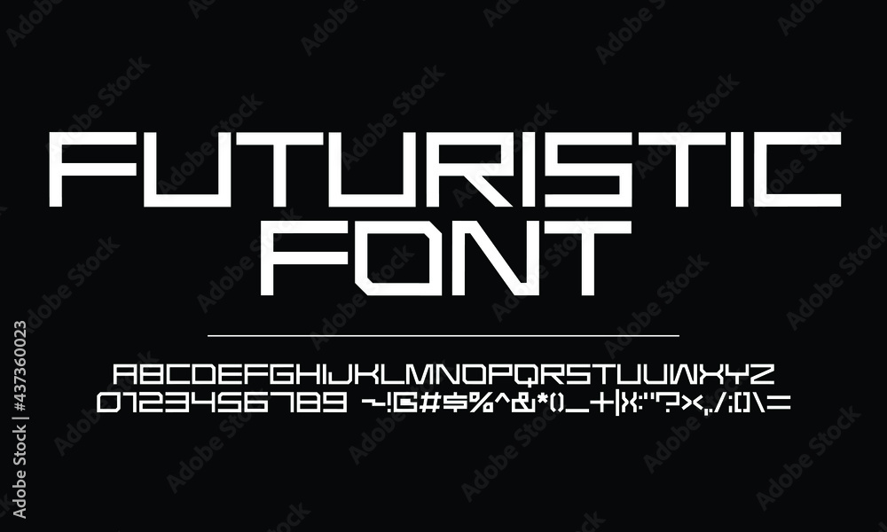 Fototapete futuristic font in regular. kind of display font in rigid for title or headline on newspaper and mag