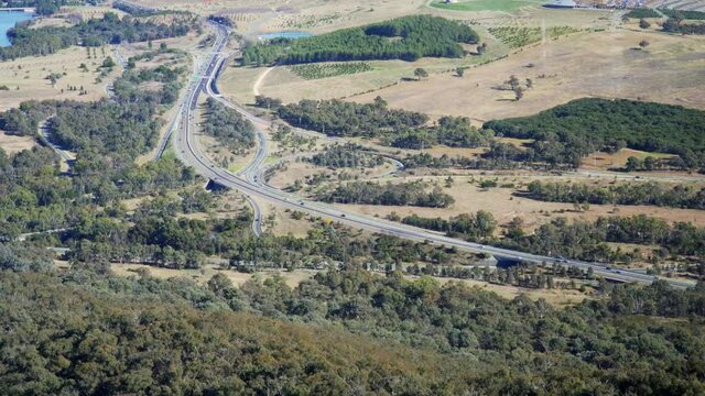 Glenloch Interchange As Viewed From Telstra Tower In Canberra, Australia At Daytime. high angle