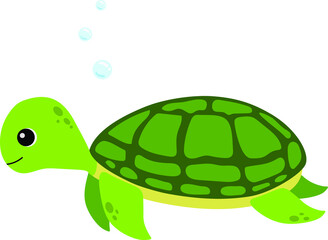 Cartoon Turtle. Vector illustration of cute turtle in flat style.