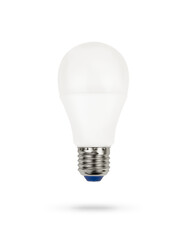 White plastic light bulb made of eco glass. Energy saving light bulb isolated on white background.Eco technology.