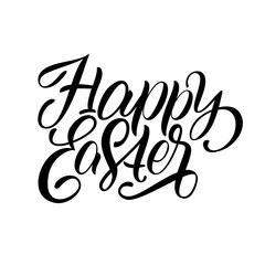 Happy easter hand drawn lettering and calligraphy text.
