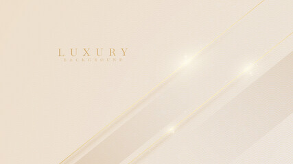 Obraz premium Elegant cream shade background with line golden elements. Realistic luxury paper cut style 3d modern concept. vector illustration for design.