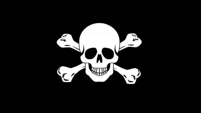  Jolly Roger. Skull crossbones. Pirate skull. Glitch effect. Alpha channel.