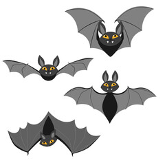 set of bats, Halloween. vector isolated on white background