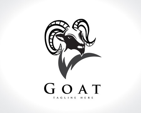 elegant head goat face drawing art logo design illustration