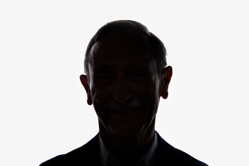 Male silhouette.  black-and-white silhouette of head of caucasian businessman on a white isolated background