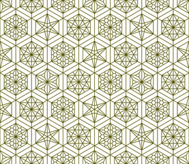 Seamless traditional Japanese ornament Kumiko.Golden color lines.