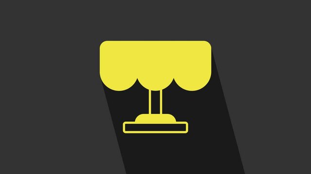 Yellow Wooden table icon isolated on grey background. Street cafe. 4K Video motion graphic animation