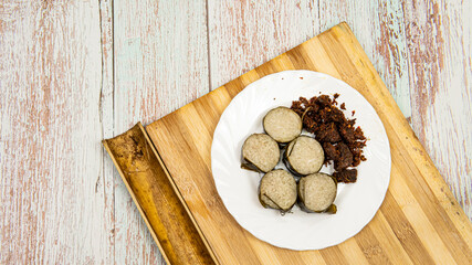 Delicious Delicay Food Lemang and Rendang