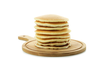 Stack of pancakes isolated on white background