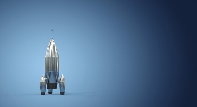 fus&eacute;e argent&eacute;e sur fond bleu - Illustration 3D