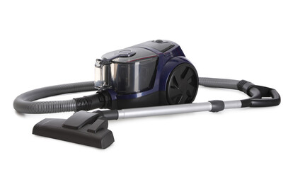 Modern new vacuum cleaner on white background