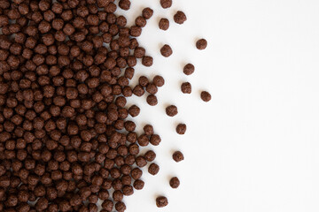 chocolate breakfast cereal texture, close up, top view