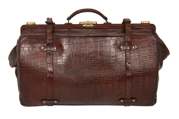 Vintage Crocodile Skin Style Leather Gladstone Bag c.1920