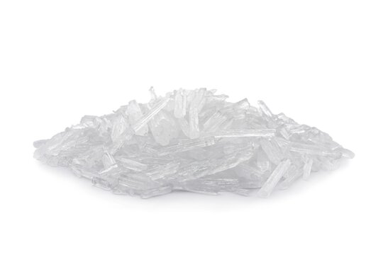 Heap Of Menthol Crystals On White Background