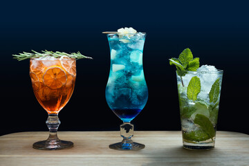 mojito cocktail on black background