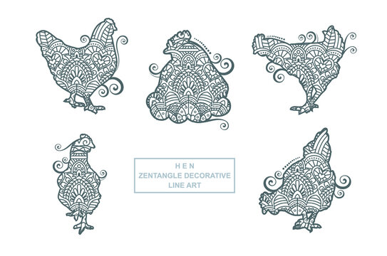 Hen Mandala Vector. Vintage decorative elements. Oriental pattern, vector illustration.